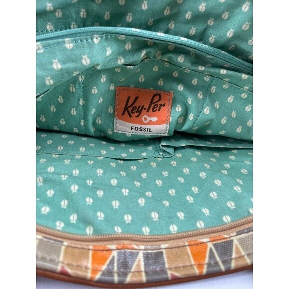 Fossil Key-Per Coated Floral Shoulder Bag Large Leather Trim Color Block - Picture 14 of 16